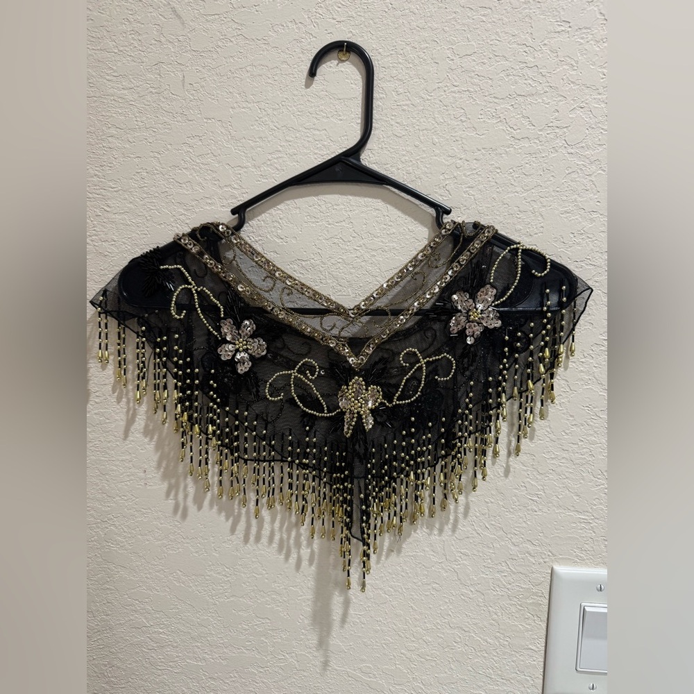 Vintage Beaded Mesh Capelet / Shawl Collar - Picture 13 of 15